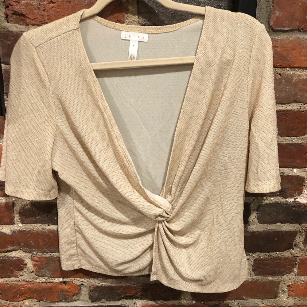 Keith Nordstrom Beige Gold Glitter Top